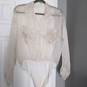 Le Garage ivory silk bodysuit size Large (3F)